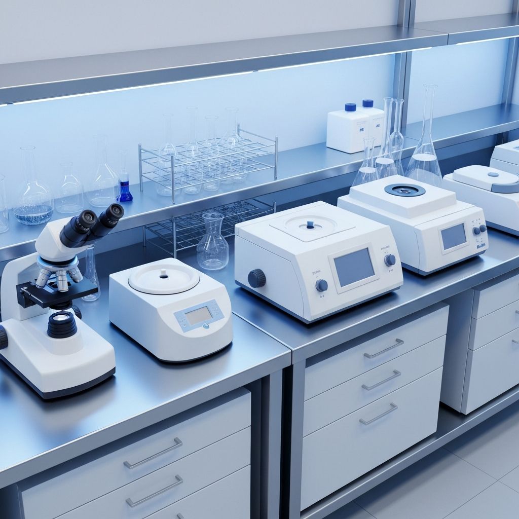 Advanced laboratory diagnostic equipment and scientific instruments in a professional setting